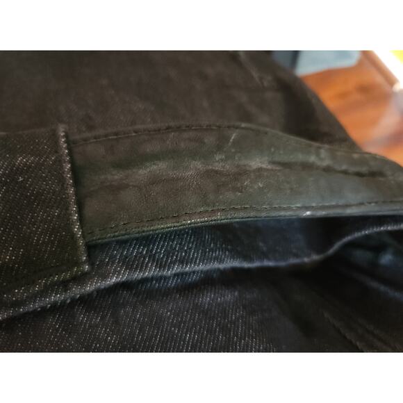 HUK.A.POO Vintage Jeans Jacket Men's Leather trimmed moto grunge RARE - Picture 8 of 9